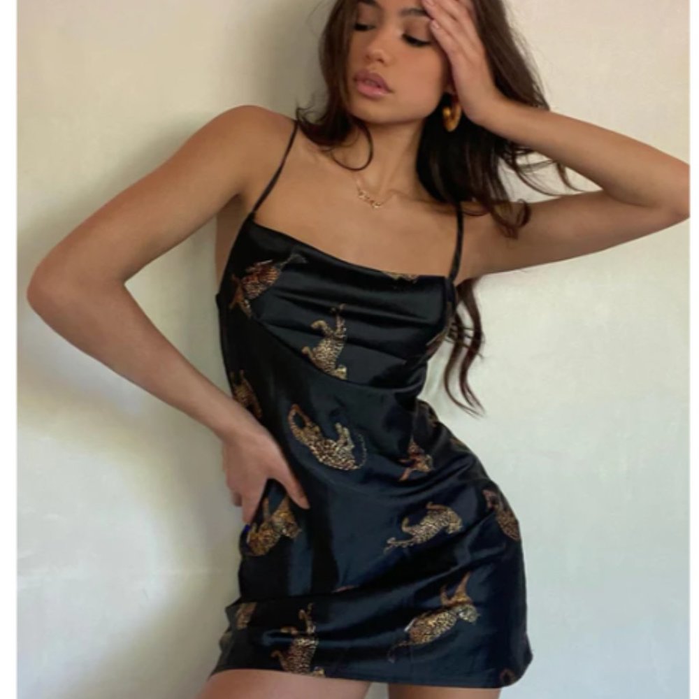 Princess Polly Leopards Wild Fire Mini Dress - US 2 / Black